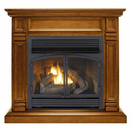 DULUTH FORGE Dual Fuel Ventless Gas Fireplace With Mantel - 32,000 Btu, Remote DFS-400R-2AS